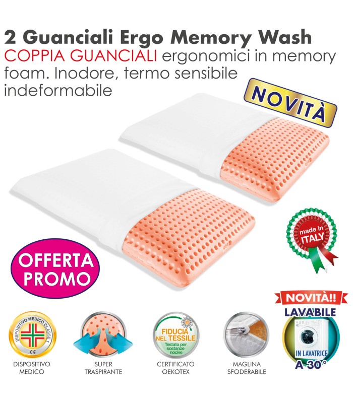 Cuscino Ergo Memory Wash Singolo XFEED