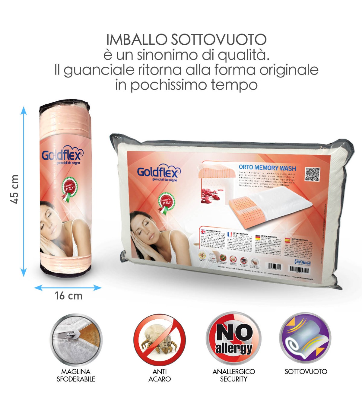 Cuscino MEMORY FOAM Ortopedico per CERVICALE Traspirante LAVABILE – Cura  Farma