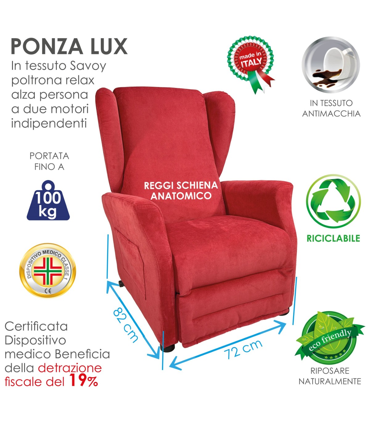 Poltrona Piccola - 2 Motori Larghezza 68 cm