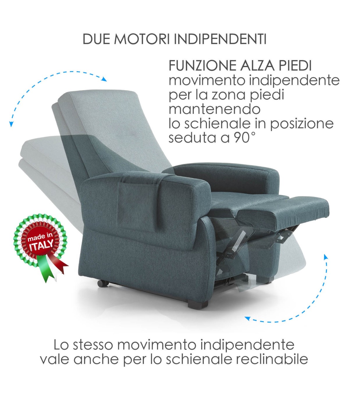 Poltrona relax reclinabile elettrica alzapersona Flora Baldiflex