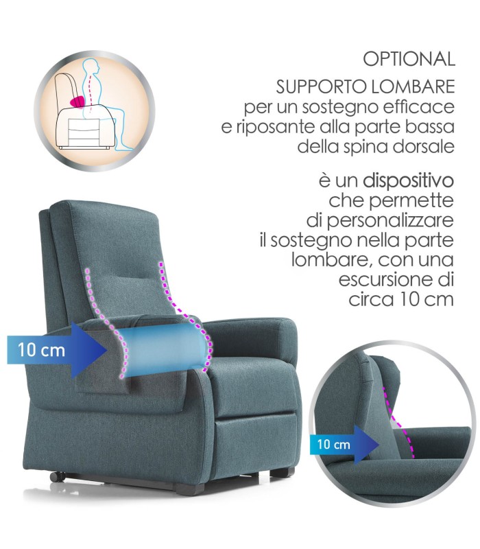 Poltrona Reclinabile Elettrica Ika - Alzapersona, Telecomando, Grigio, 90x64x103.5 Cm - Foto 3