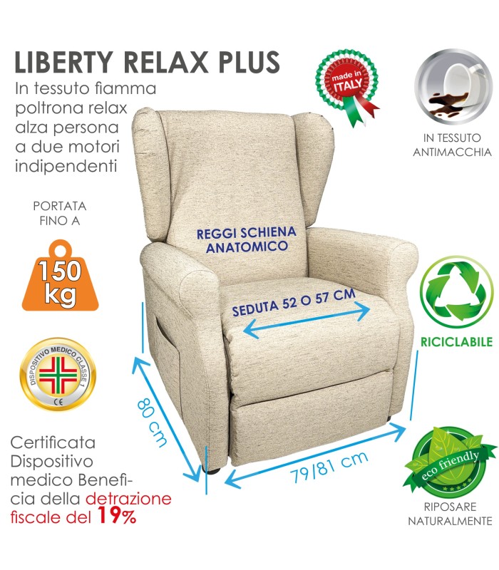 Poltrona Liberty Relax Plus Reclinabile Relax Fiamma 57 Beige XFEED