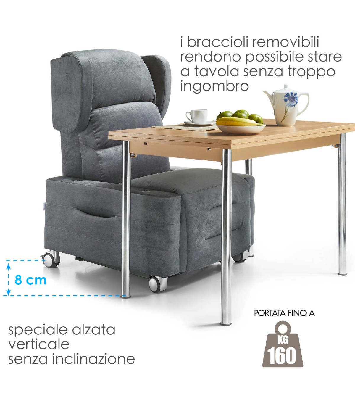 Poltrona relax reclinabile elettrica alzapersona Flora Baldiflex