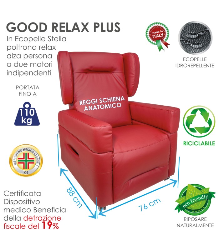 Poltrona Good Relax Plus Anziani Disabili Stella 17 Bordeaux XFEED