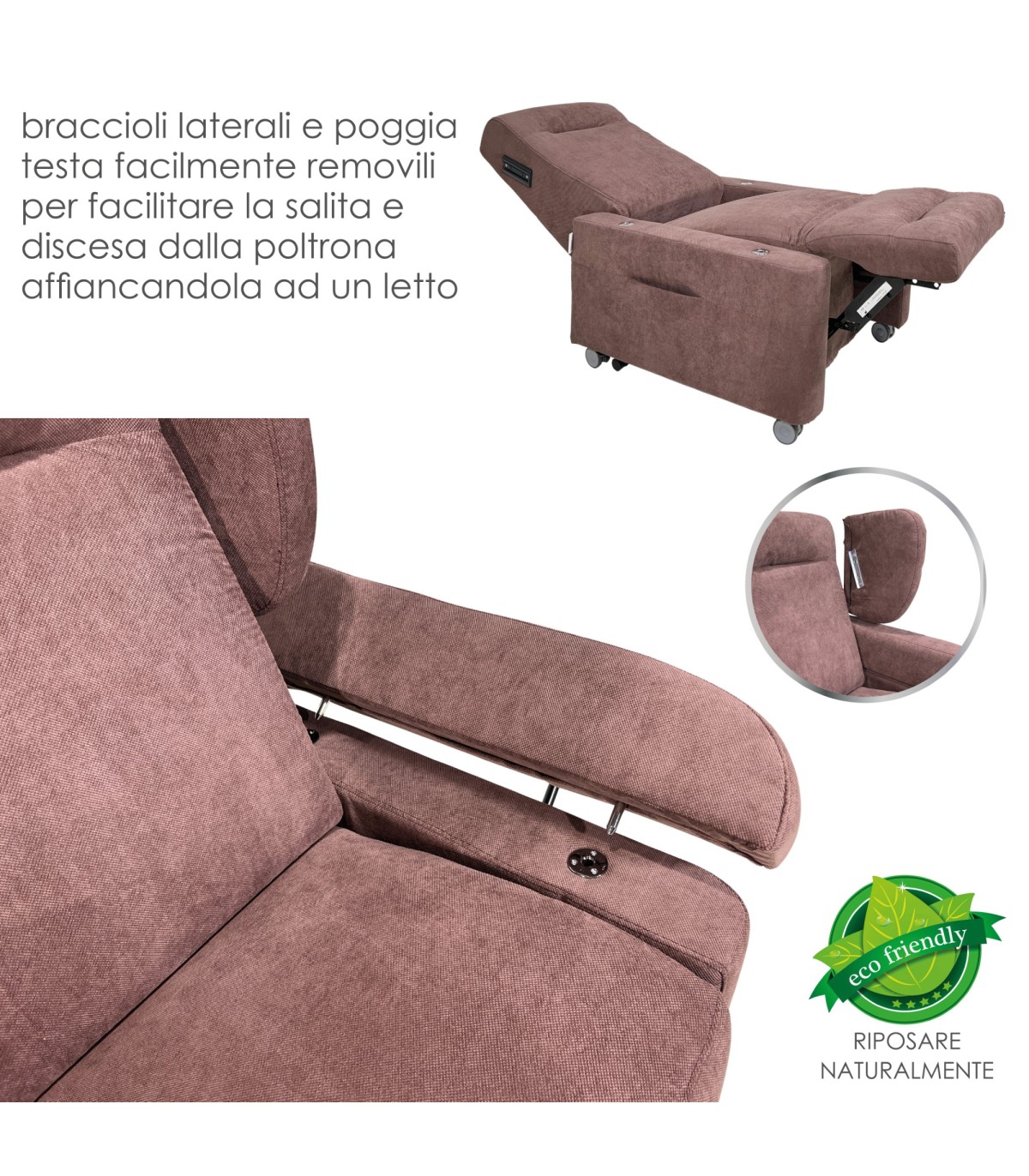 Poltrona relax reclinabile elettrica alzapersona Flora Baldiflex