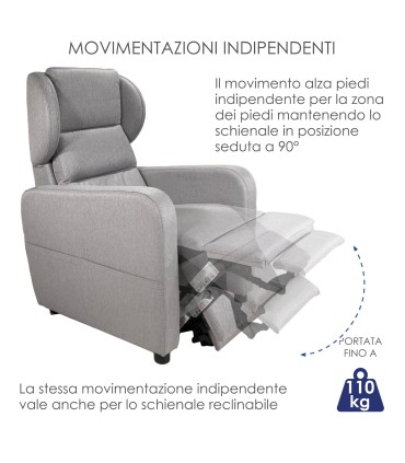 Poltrona Favignana Lux Dream 102 Grigio Chiaro