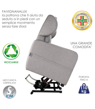 Poltrona Favignana Lux Dream 102 Grigio Chiaro