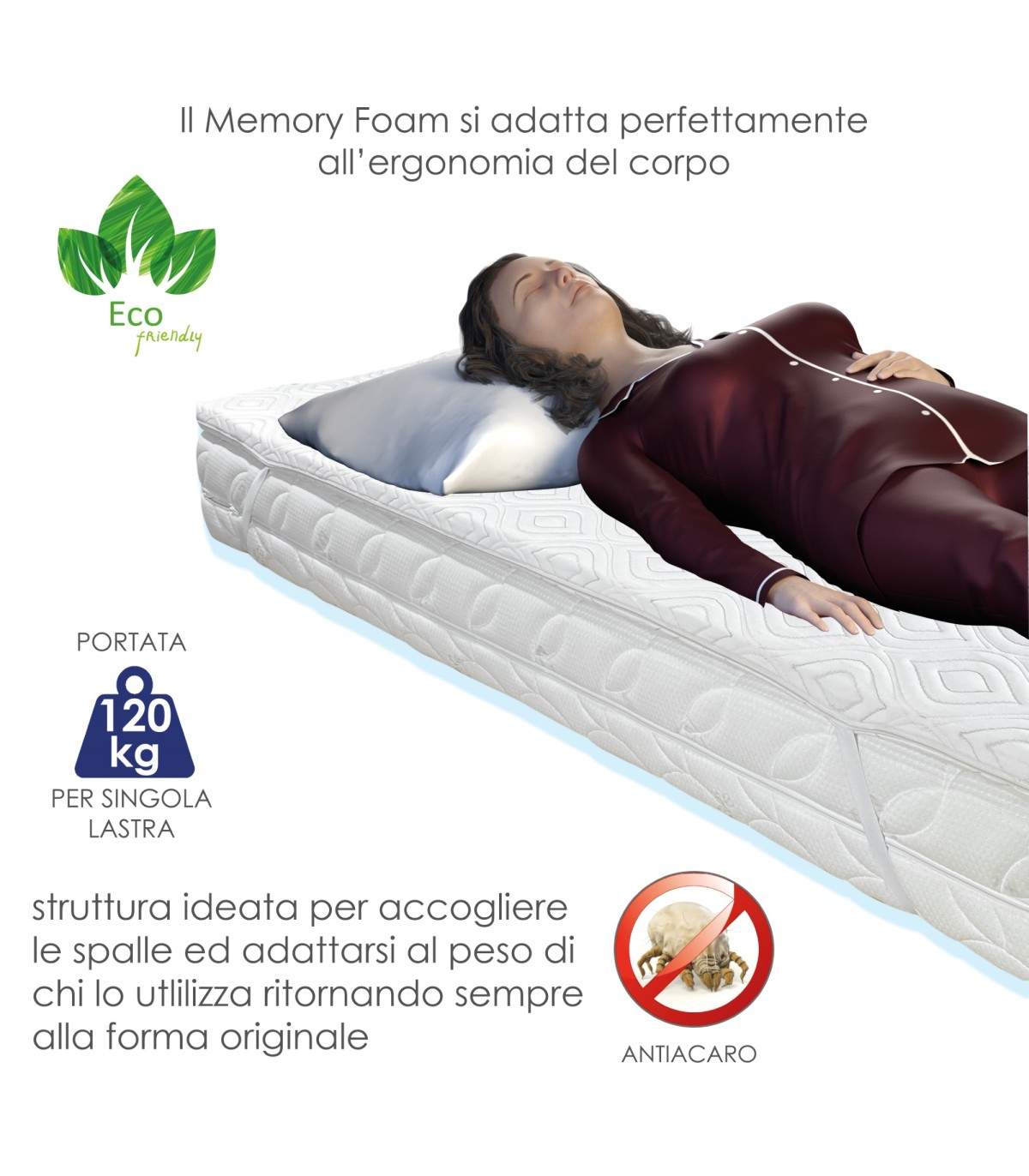 Materasso singolo ecologico in memory foam - EKO