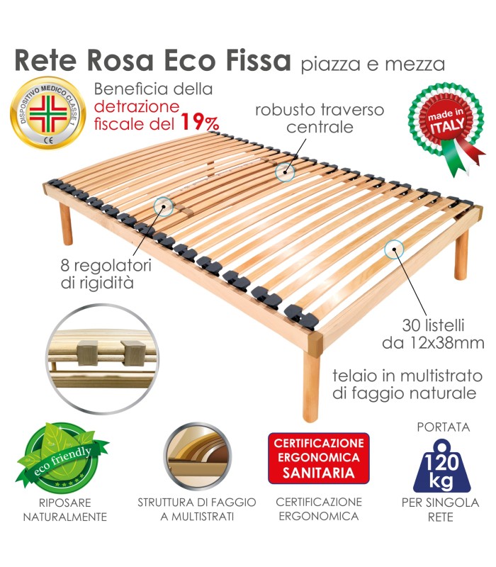 Rete Rosa Eco Fissa a Doghe Piazza e Mezza XFEED