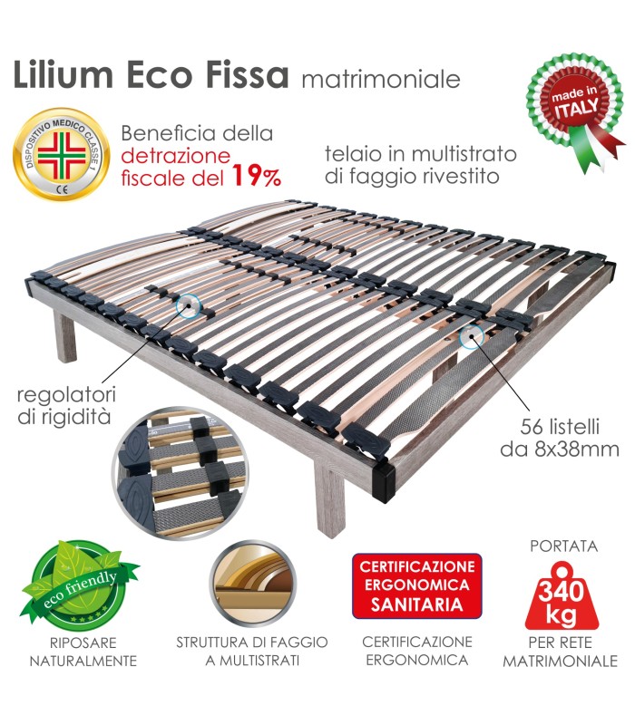 Rete Lilium Eco Fissa a Doghe Matrimoniale XFEED