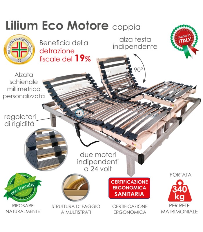 Rete Lilium Eco Motorizzata a Doghe Matrimoniale XFEED