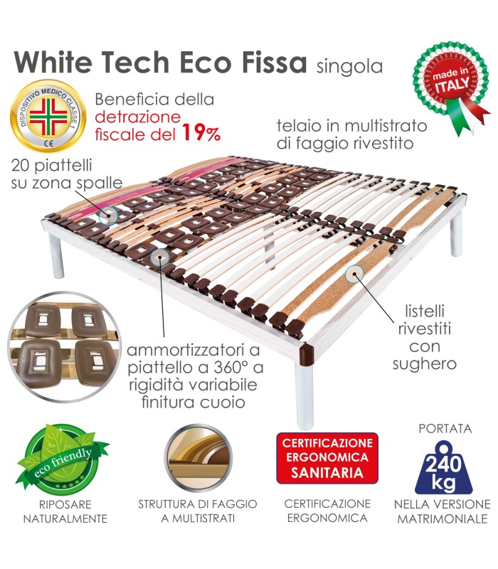 Rete White Tech Fissa a doghe Matrimoniale XFEED