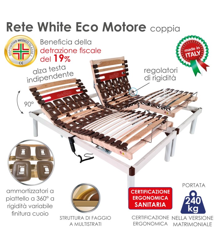 Rete White Tech Motore a doghe Matrimoniale XFEED