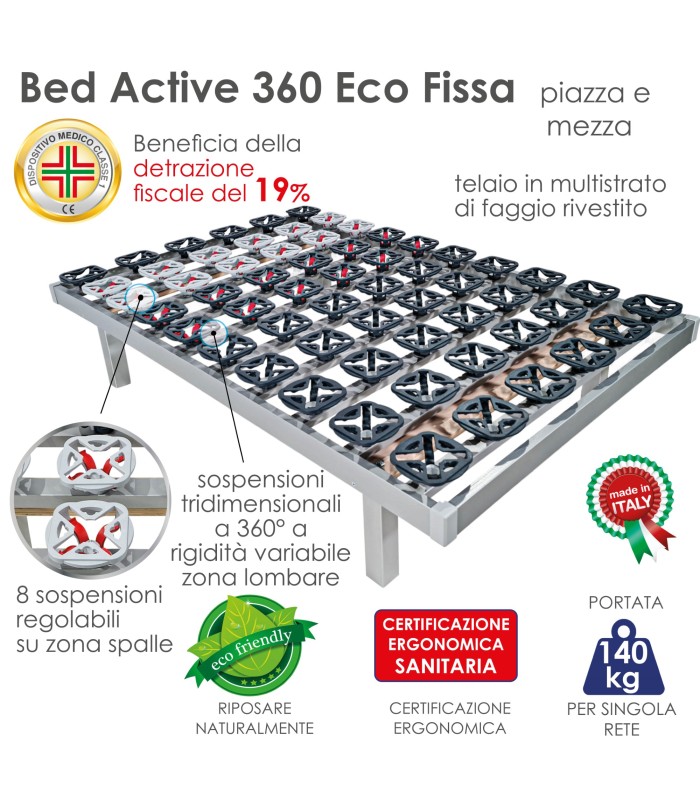 Rete Bed Active 360 Eco a doghe Piazza e Mezza XFEED