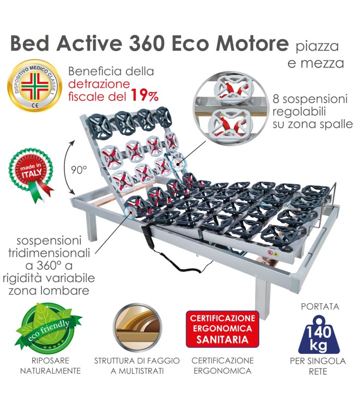 Rete Bed Active 360 ECO Motore Piazza e Mezza XFEED