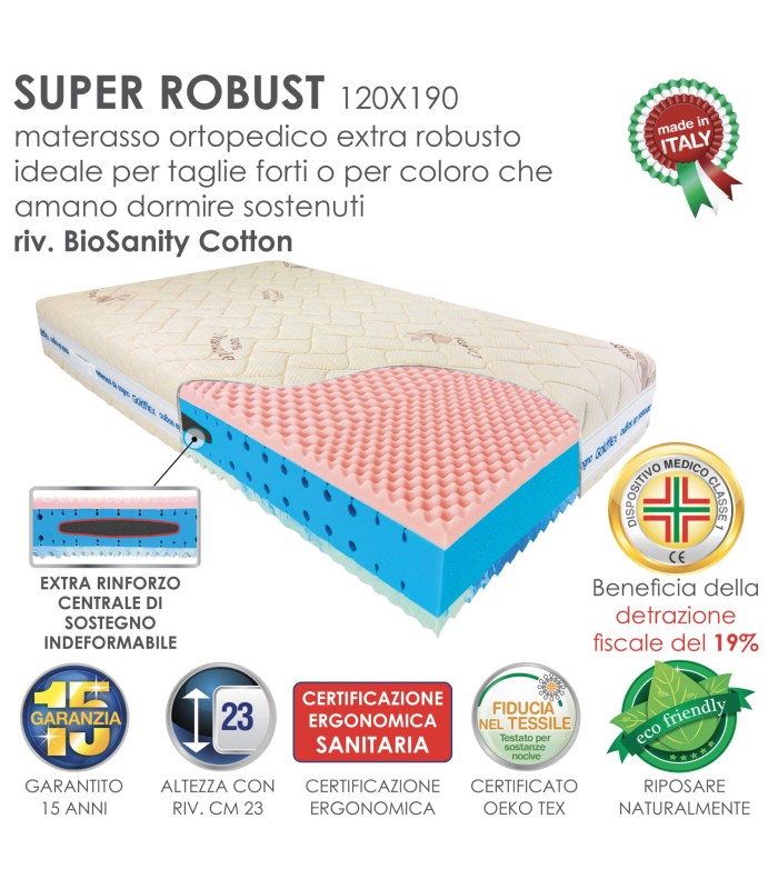 Materasso Super Robust Piazza e Mezza ALO XFEED