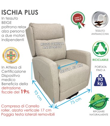 Poltrona Ischia Plus Reclinabile Anziani Beige