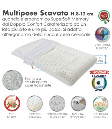 Guanciale Super Soft Multipose Scavato 8-12 cm