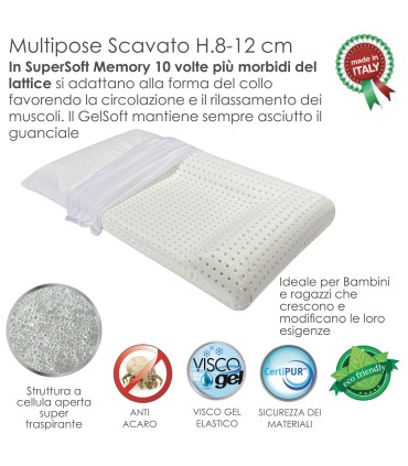 Guanciale Super Soft Multipose Scavato 8-12 cm