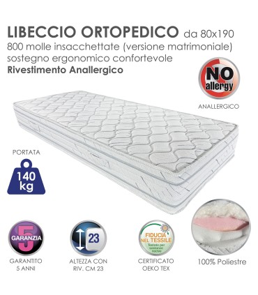 Materasso Libeccio Orto 800 Molle Insacchettate Singolo