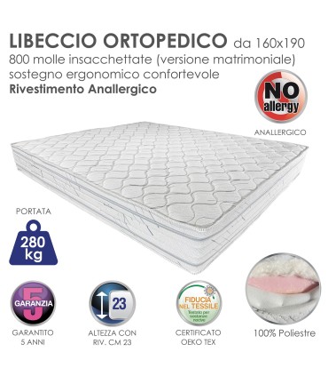 Materasso Libeccio Orto 800 Molle Insacchettate Matrimoniale