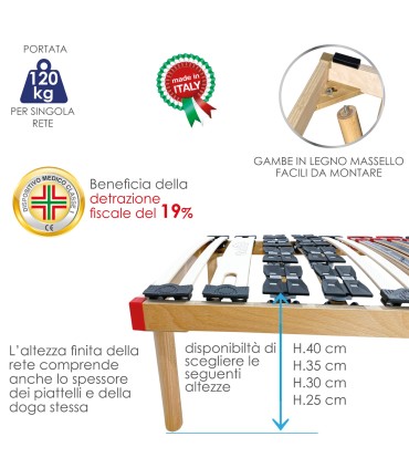 Rete Fiordaliso ECO Doghe in Legno Piazza e Mezza