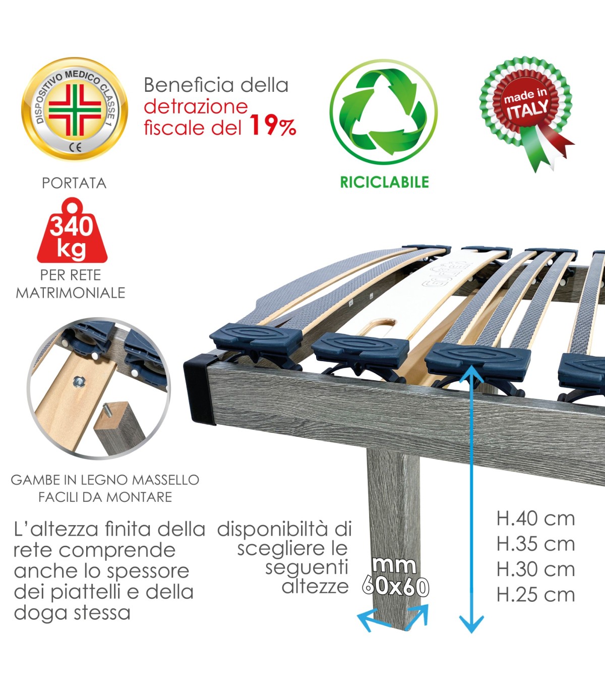 Reti e doghe in legno - Eco Matrimoniale - Mda Fabbrica Materassi